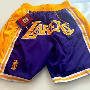 Brand new Just don NBA men’s Los Angeles lakers basketball shorts.